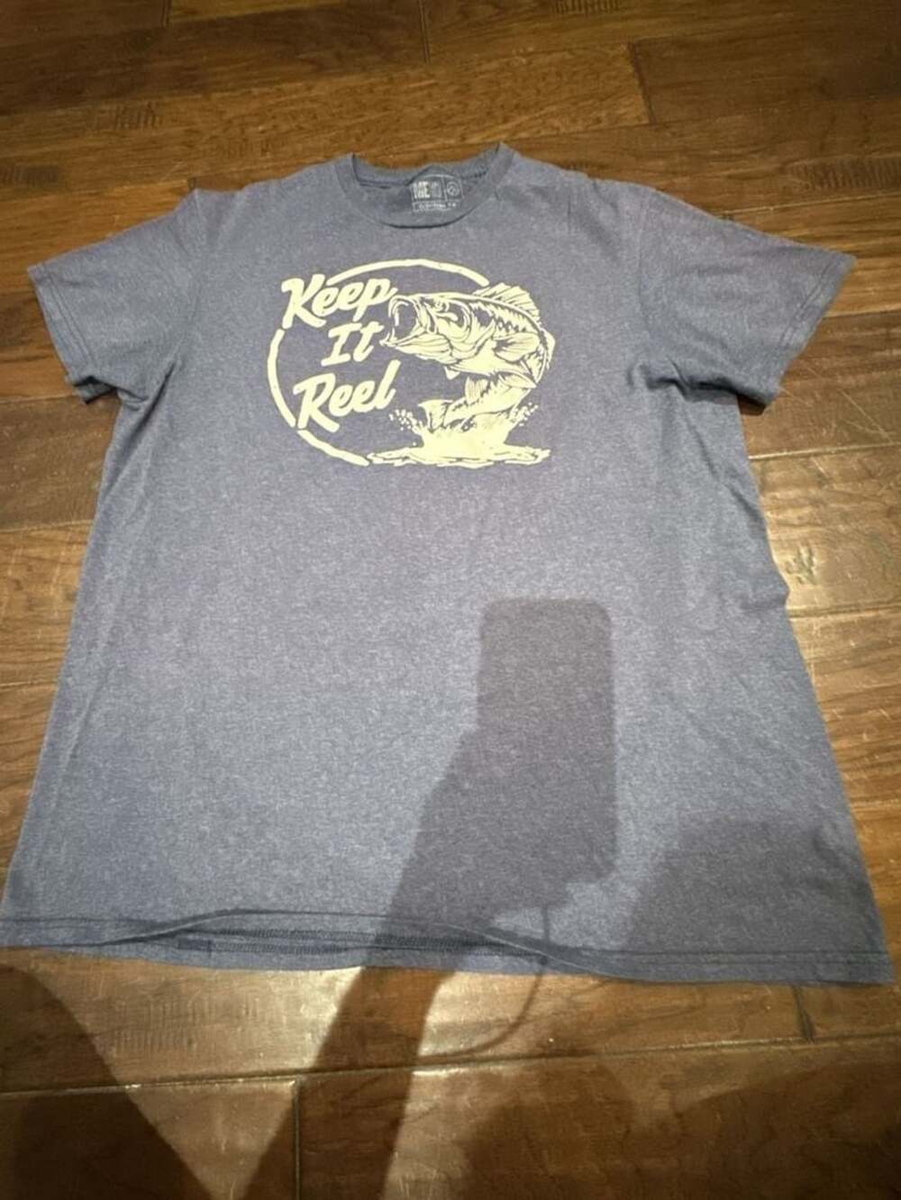 ME87 Clothing Co. Men's Keep It Reel Bass Fishing Graphic T-Shirt Blue Size L